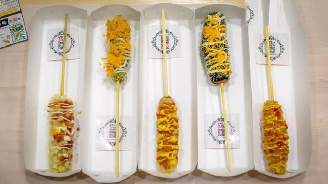 正宗的拉丝芝士热狗,韩国人芝士拉丝热狗