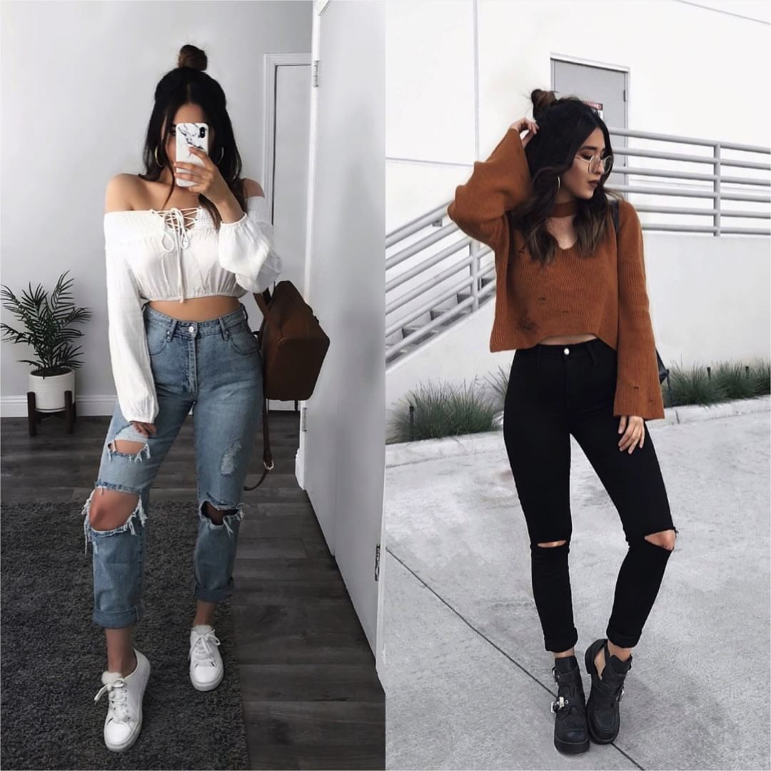 破洞牛仔裤的穿搭技巧,破洞牛仔裤的穿搭示范