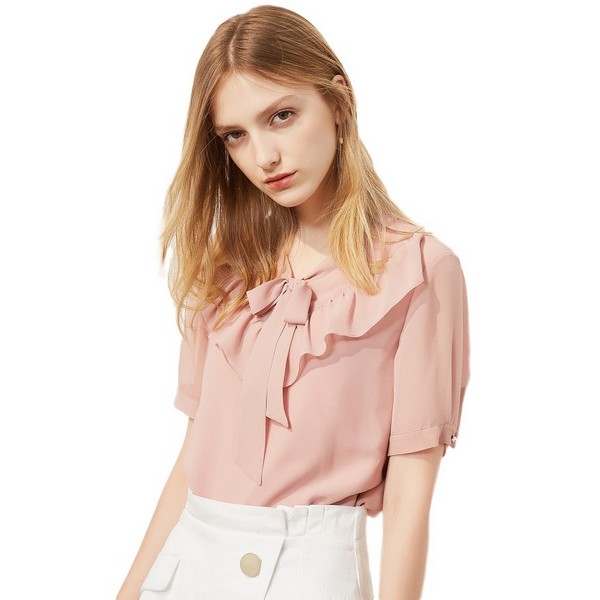 大码显瘦雪纺衫格子v领,V领显瘦雪纺衫