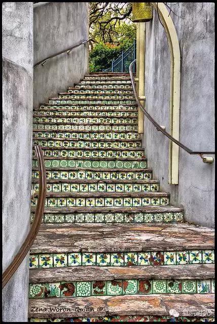 庭院小路台阶铺装效果图,马赛克庭院铺装