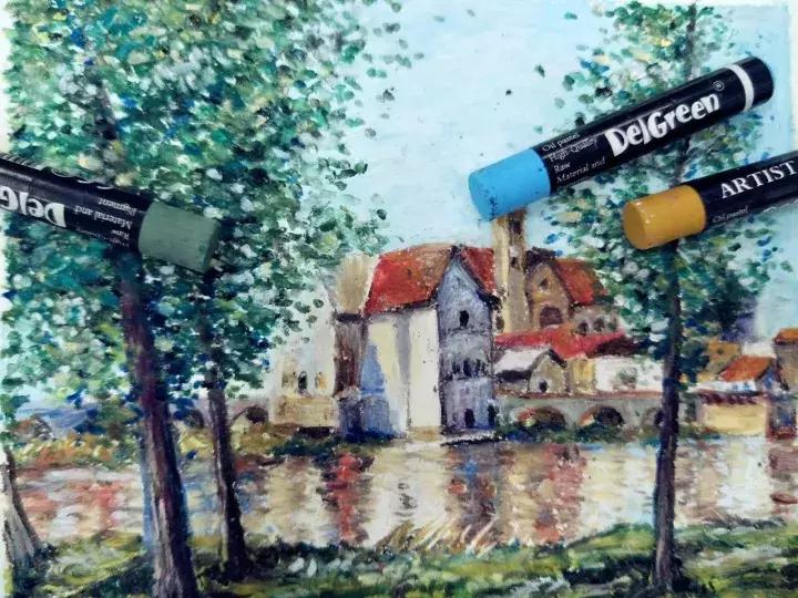 三分钟，教你用油画棒画一幅绝美风景画！