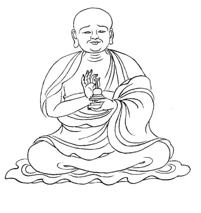 罗汉白描画稿,小写意罗汉图白描