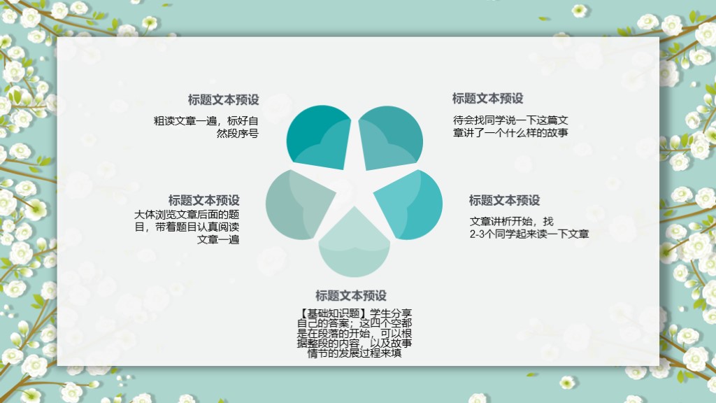 淡雅小花朵ppt模板,清新ppt模板蓝底小花