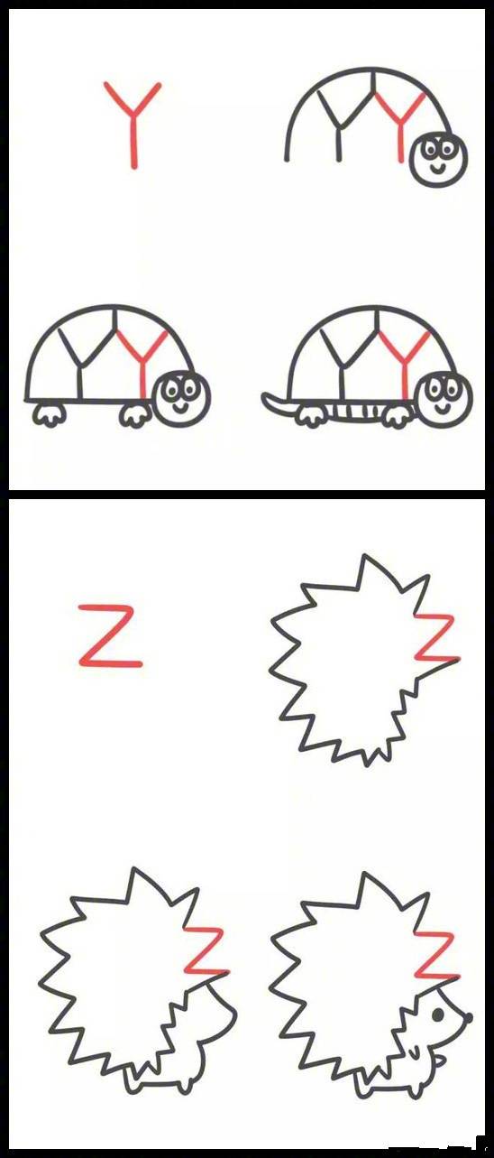 从a到z的字母来画小动物,怎样用英文字母画小动物