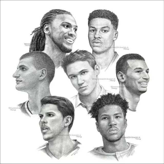 素描画nba球员,nba湖人手绘素描