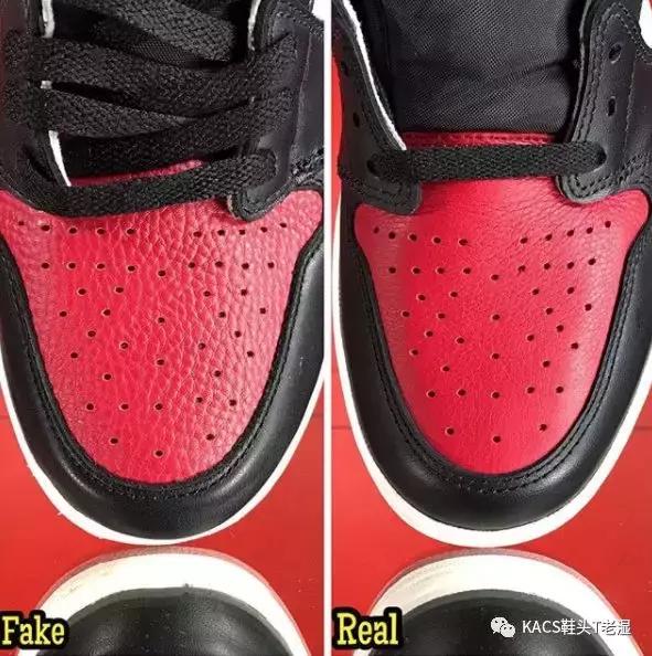 低帮黑红脚趾aj1怎么一招辨别真假,aj1lowbredlow黑红脚趾真假对比