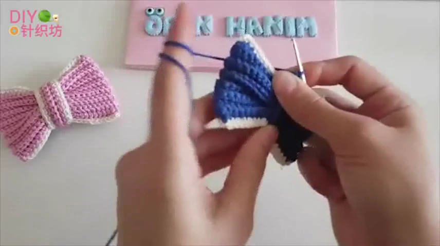 针织蝴蝶结发绳编织教程,针织蝴蝶结头绳制作