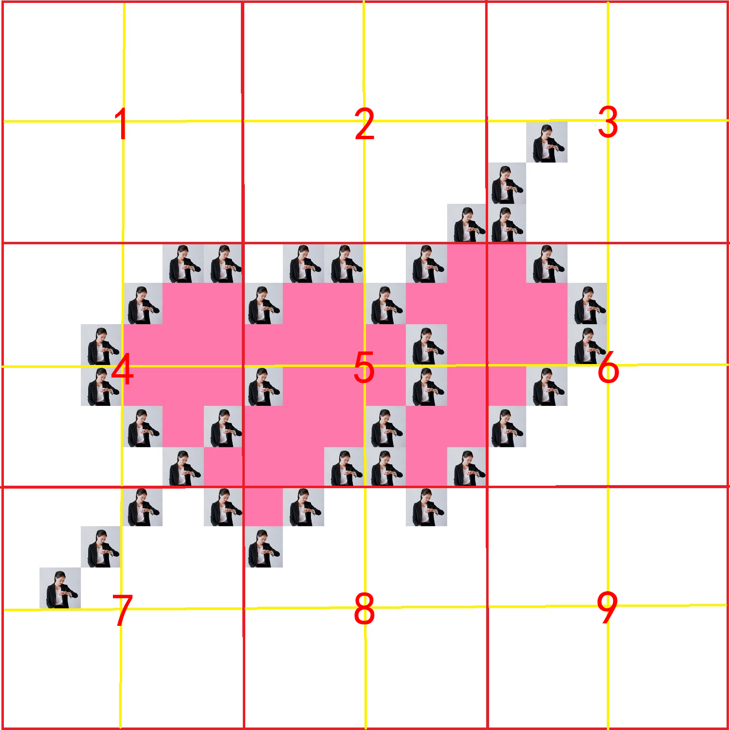 九宫格照片拼图心形hellokitty,excel心形九宫格拼图教程