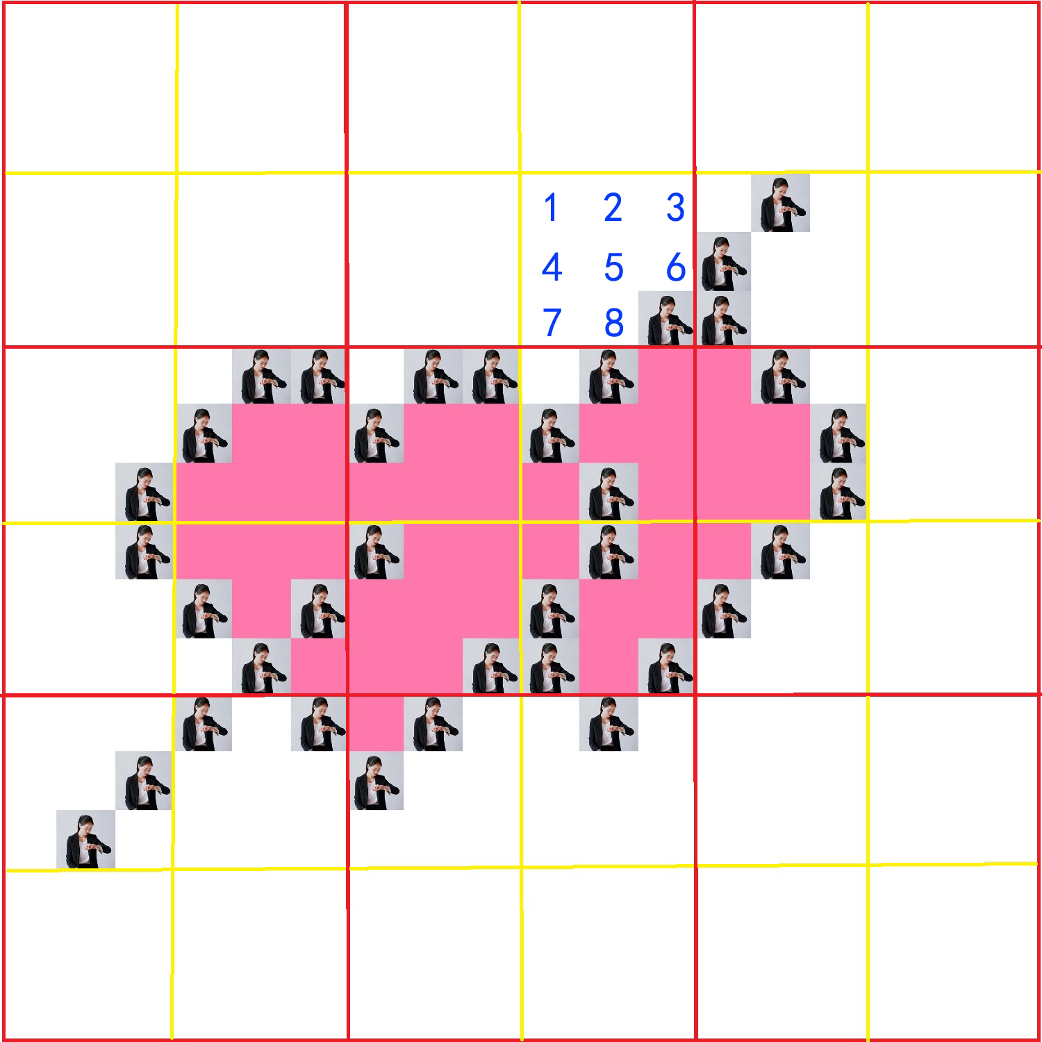 九宫格照片拼图心形hellokitty,excel心形九宫格拼图教程