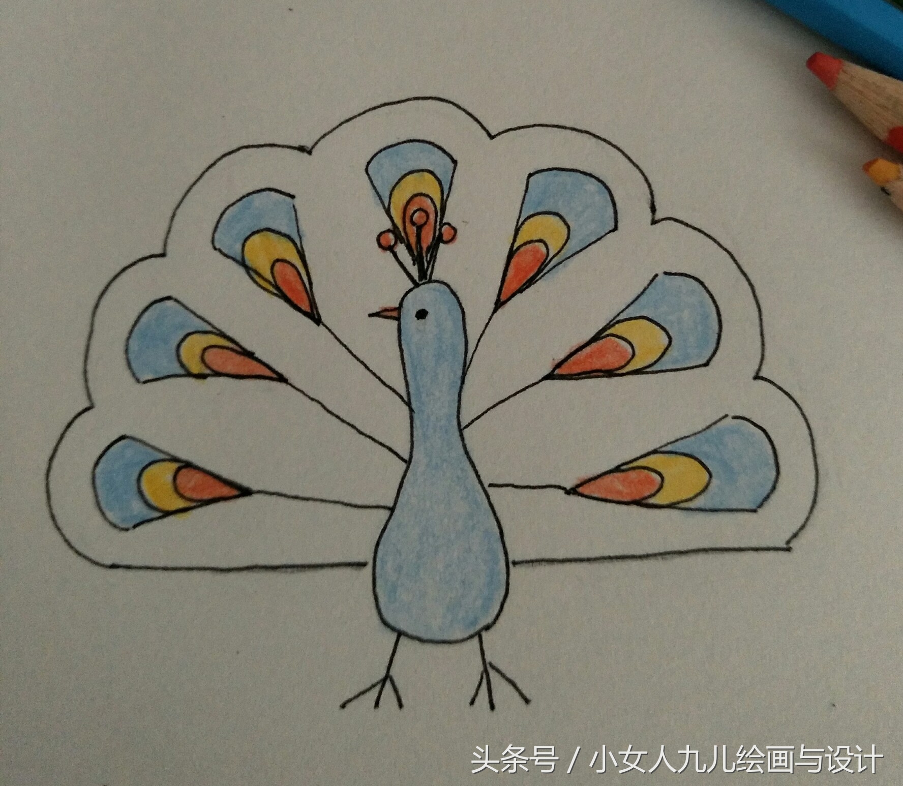 如何用手画孔雀简笔画,简笔画孔雀十二种画法