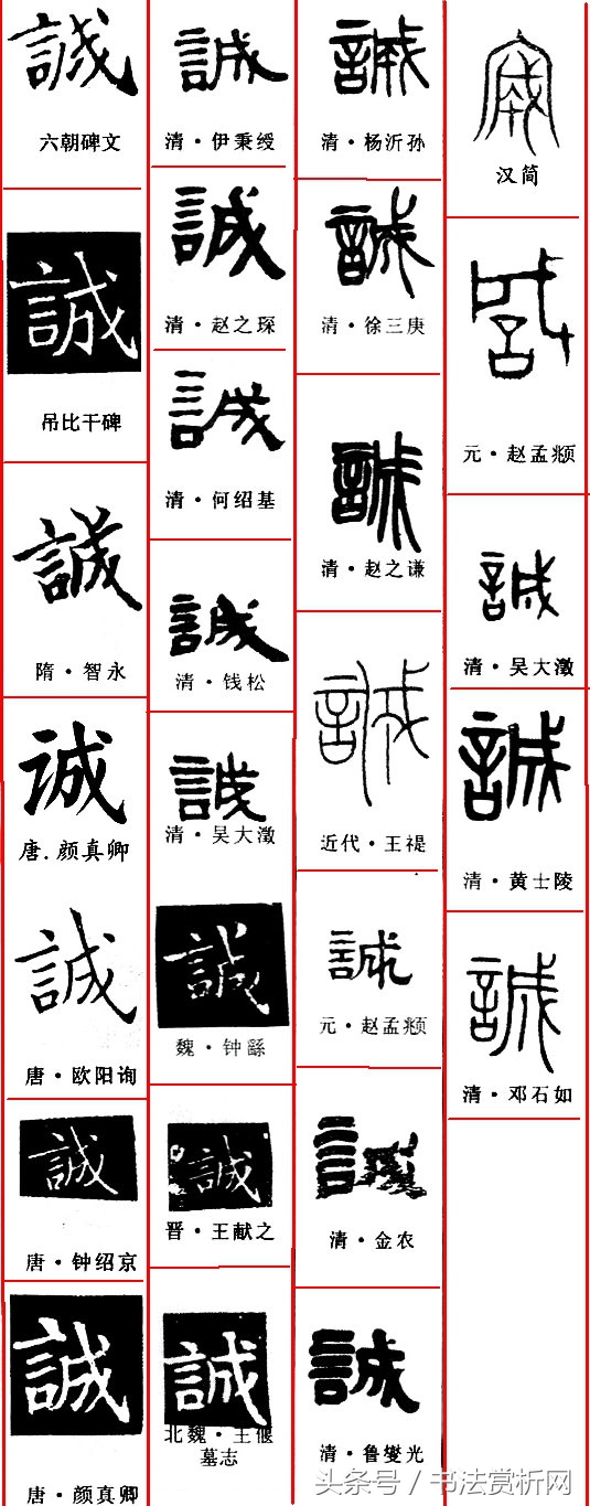 诚字硬笔书法练字,诚字的硬笔书法练习