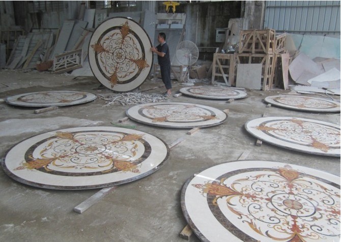 客厅水刀拼花地砖效果图,客厅水刀地面拼花好看吗