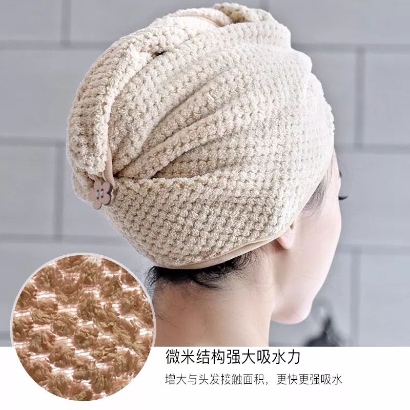 电吹风导致头发干枯、分叉！有了这个微米级日本干发帽，不伤发不掉毛，3分钟头发就干了