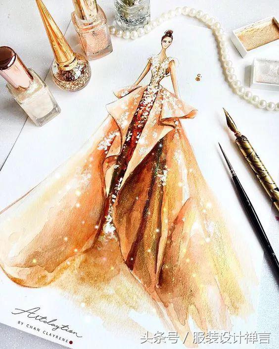 时装手绘|用指甲油画出高定时装的新加坡女插画师ChanClayrene