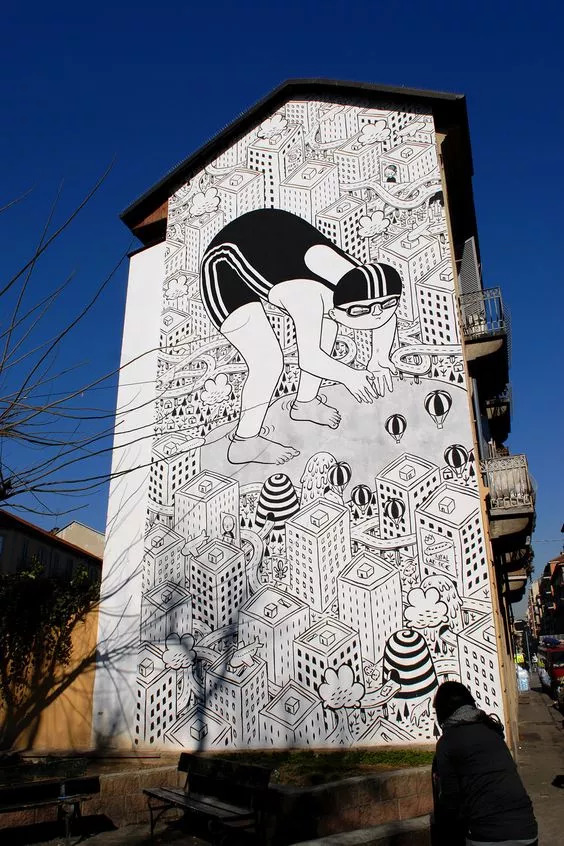 自家门口墙绘,一家房子墙绘