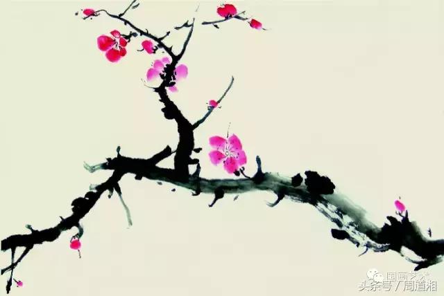 梅花花朵的国画画法视频,大写意梅花枝干国画画法