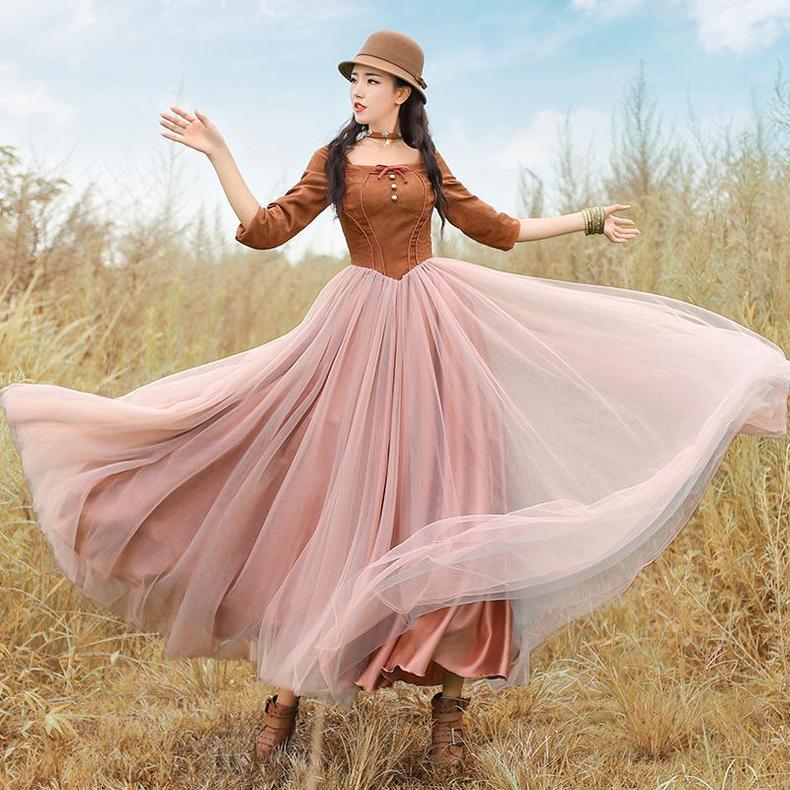 新中式复古连衣裙国风高级感,宫廷连衣裙复古宫廷风