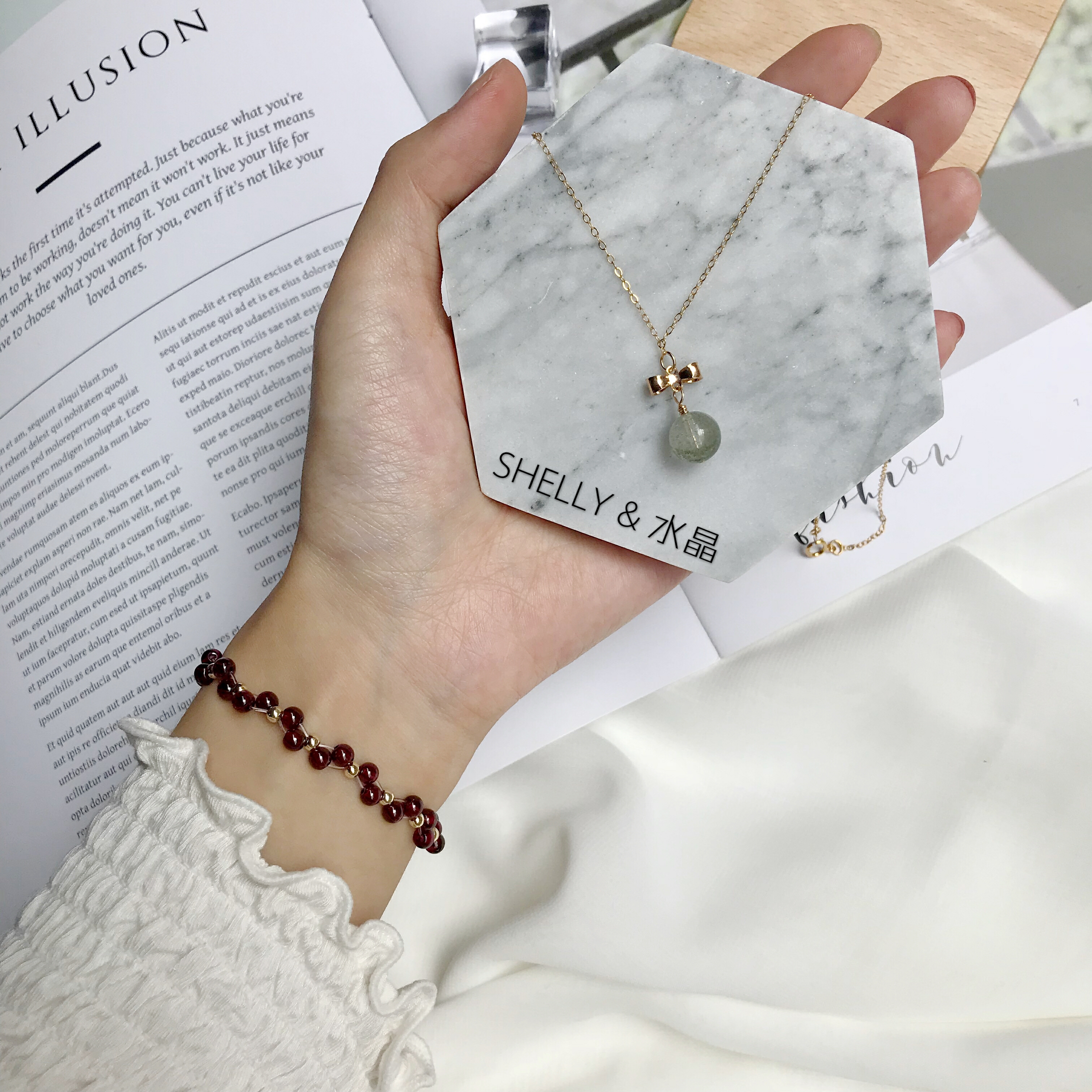 水晶项链轻奢小众高级感,不掉色又简约又好看的项链