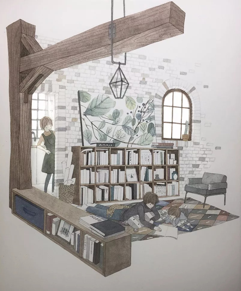 手绘妈妈和女儿的日常生活，温暖而感人