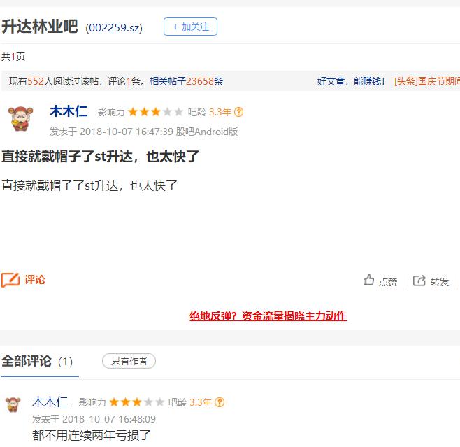 又一只黑天鹅飞向A股：*达升**林业突然被ST