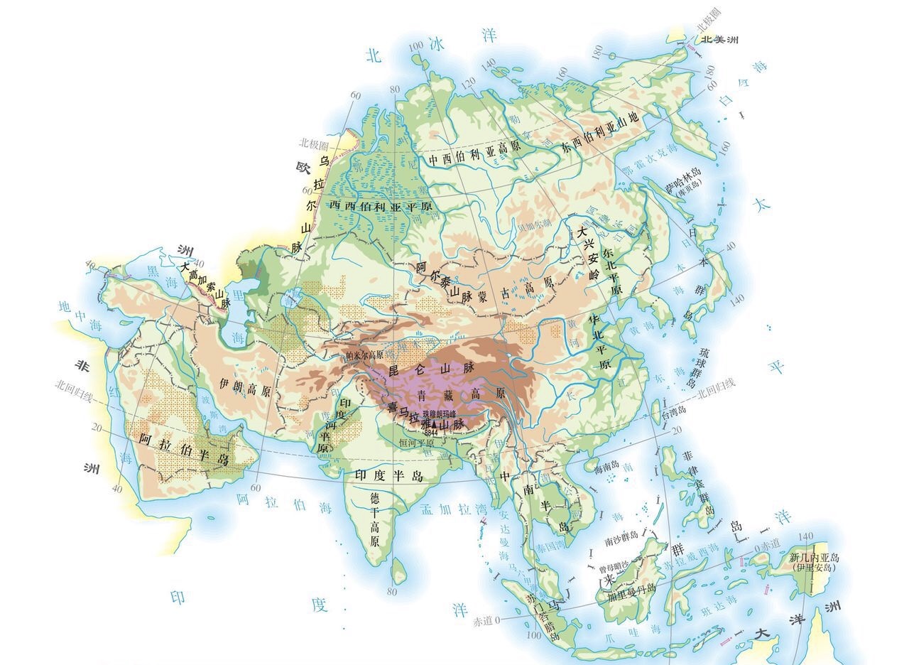 一起看世界亚洲,世界地理中国与亚洲