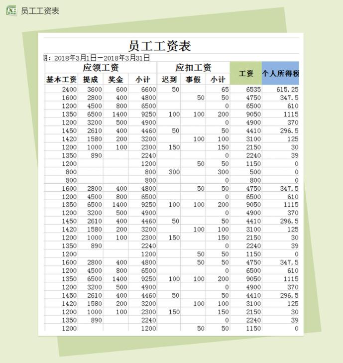 excel考勤表模板,excel考勤工资表格模板