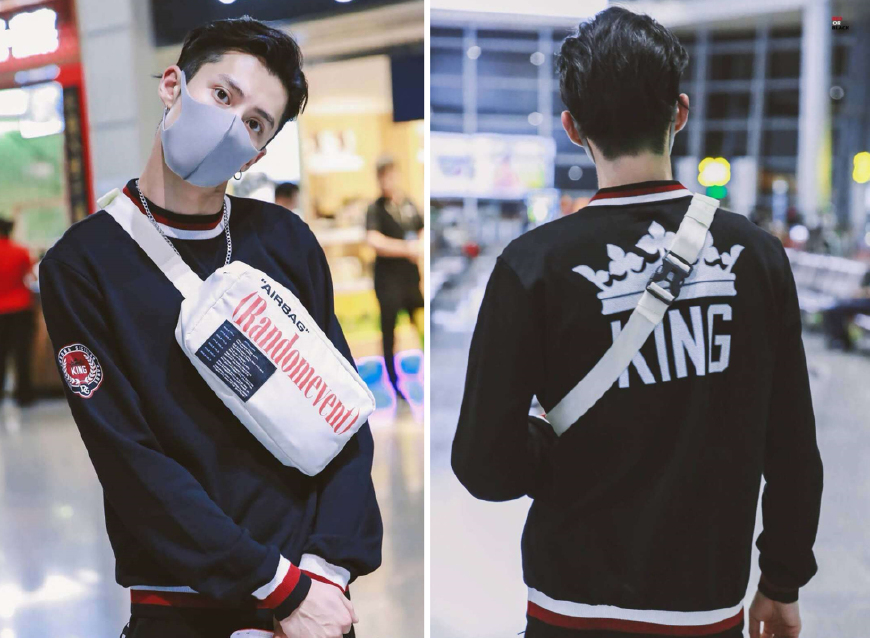 王鹤棣穿着皮衣外套配着西装裤,王鹤棣所有的时髦衣服都能驾驭