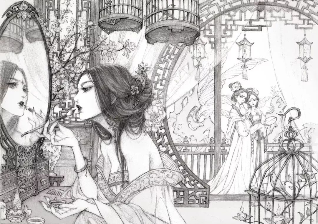 特别惊艳的古风美人画稿,惊艳古风美人手绘