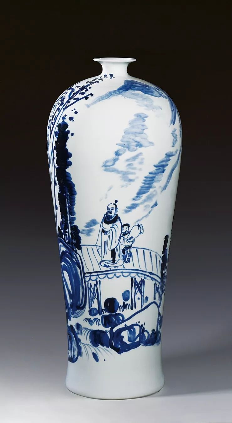 古涧一枝梅,梅兰竹菊手绘釉上彩瓷板画