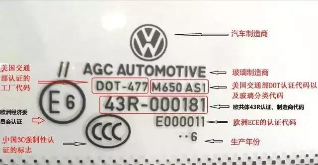 比亚迪汽车玻璃标识详细图解,广汽丰田汽车玻璃标识详细图解