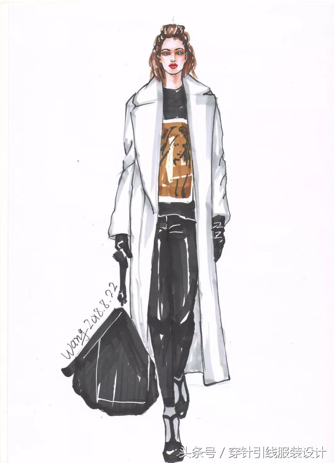 线元素服装款式图画法,流行服装手绘款式图片大全