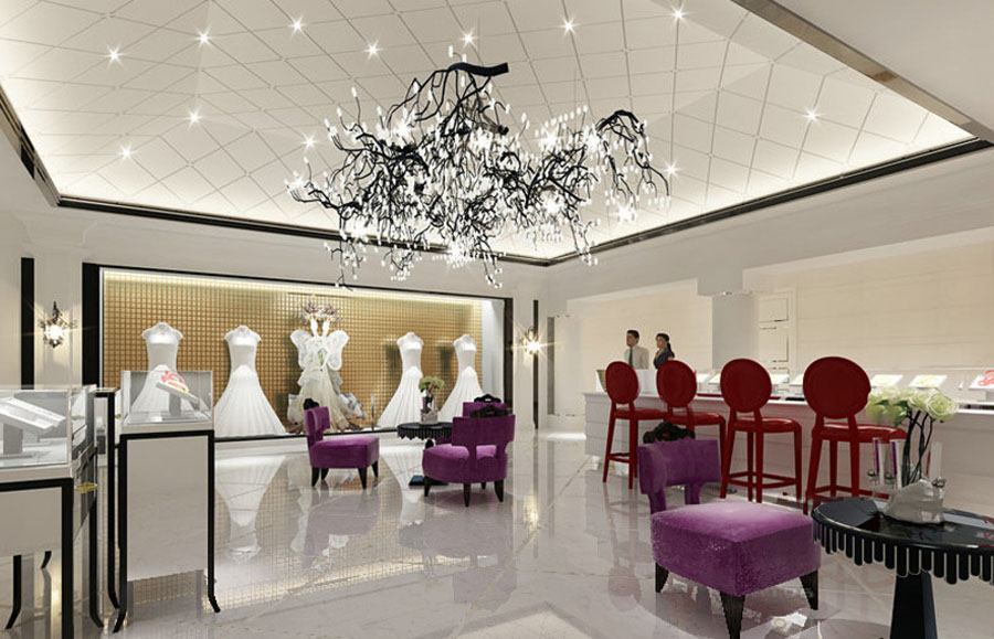 婚纱店专卖店设计效果图,婚纱店铺设计效果图