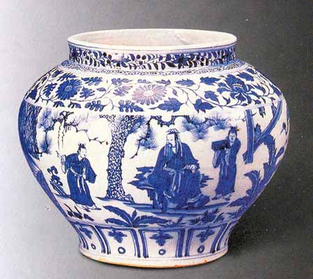 清代青花瓷人物故事,元代中早期青花釉里红瓷器图片