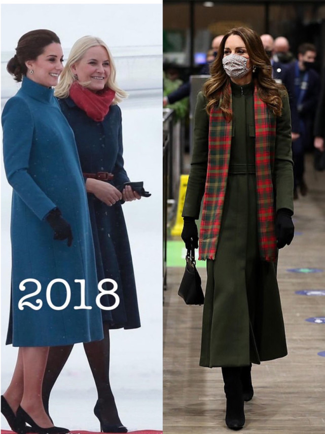 凯特威廉抵达爱丁堡，穿蓝色大衣，夫妻巧妙秀恩爱，获赠圣诞歌曲