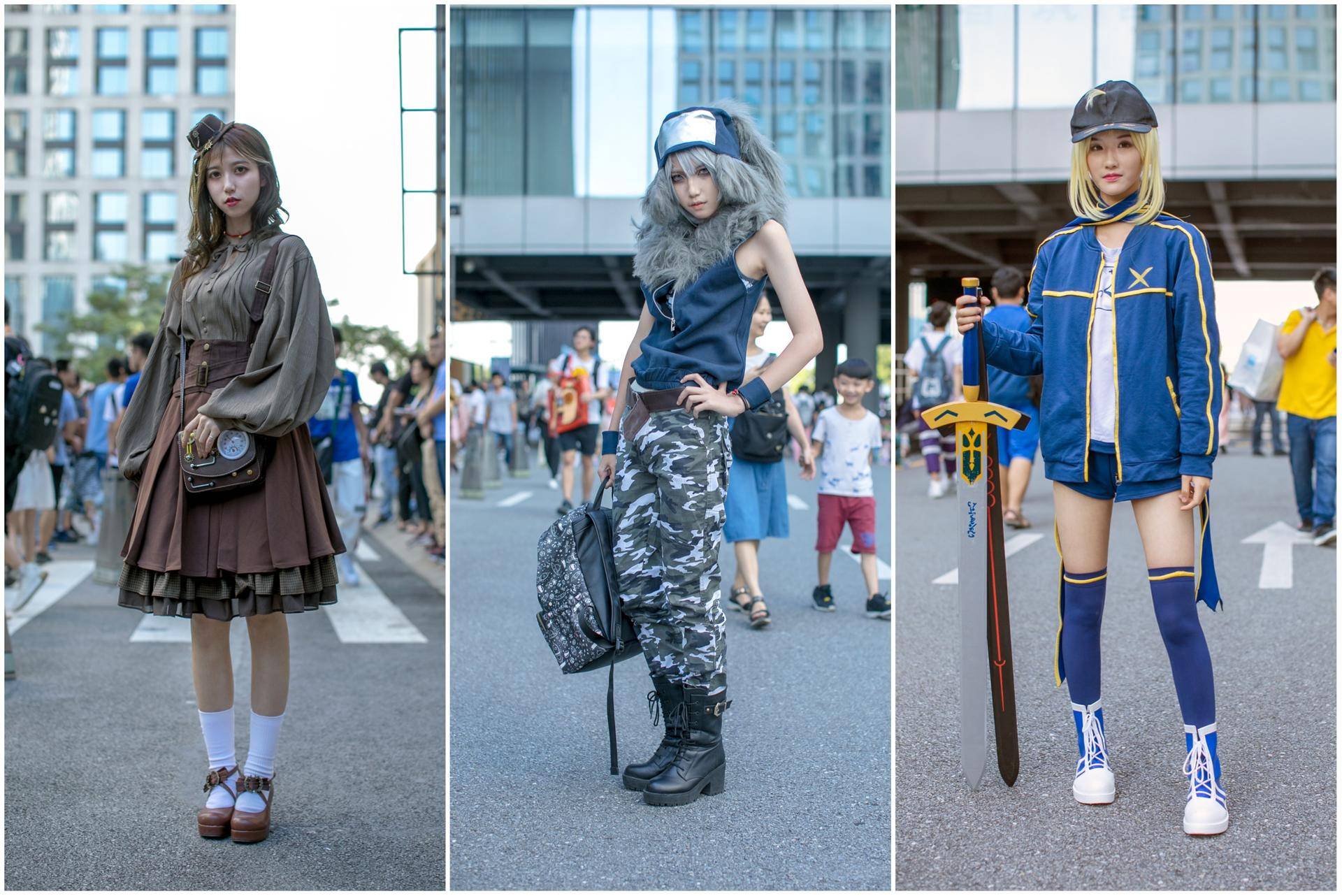 街头二次元时尚穿搭，萝莉塔裙依然大受欢迎，迷彩工装裤格外飒美