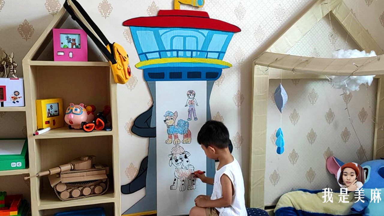 用纸箱给孩子做玩具简单的,爸爸用纸箱给孩子做玩具