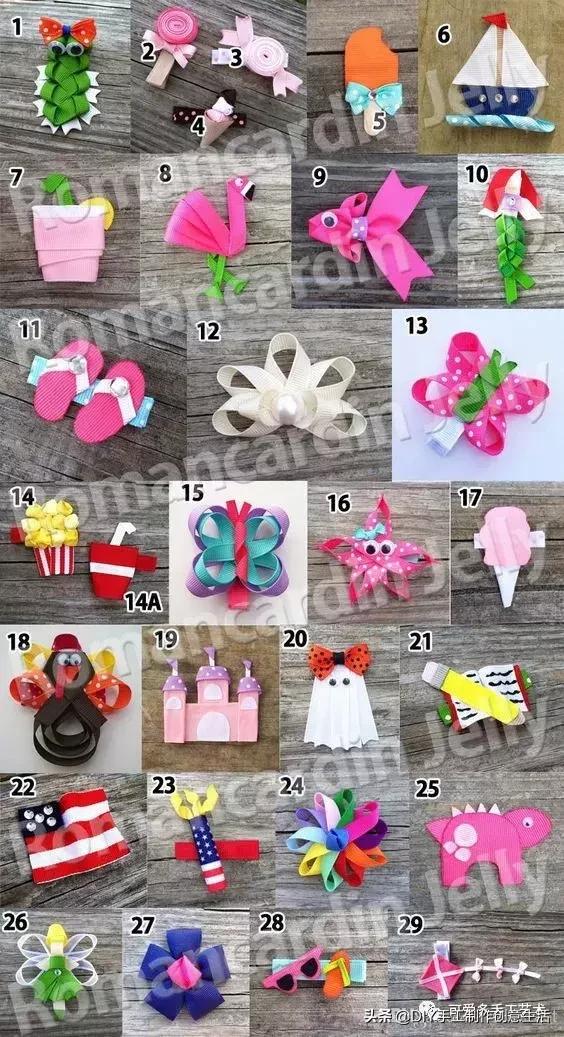 缎带头饰儿童,缎带蝴蝶结发饰发夹制作教程