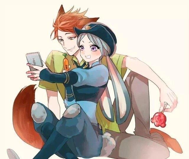 疯狂动物城拟人插画,疯狂动物城狐兔绘画拟人