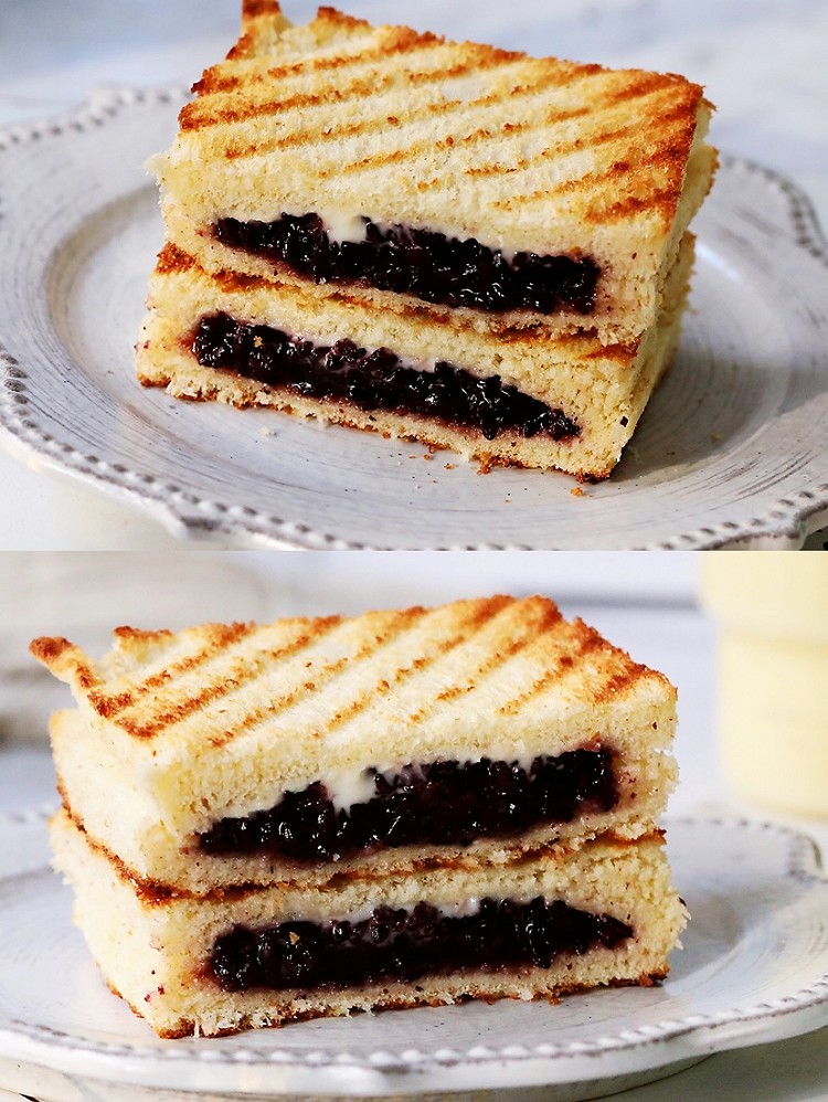 自制好吃的紫米面包,黑米馅面包做法大全视频