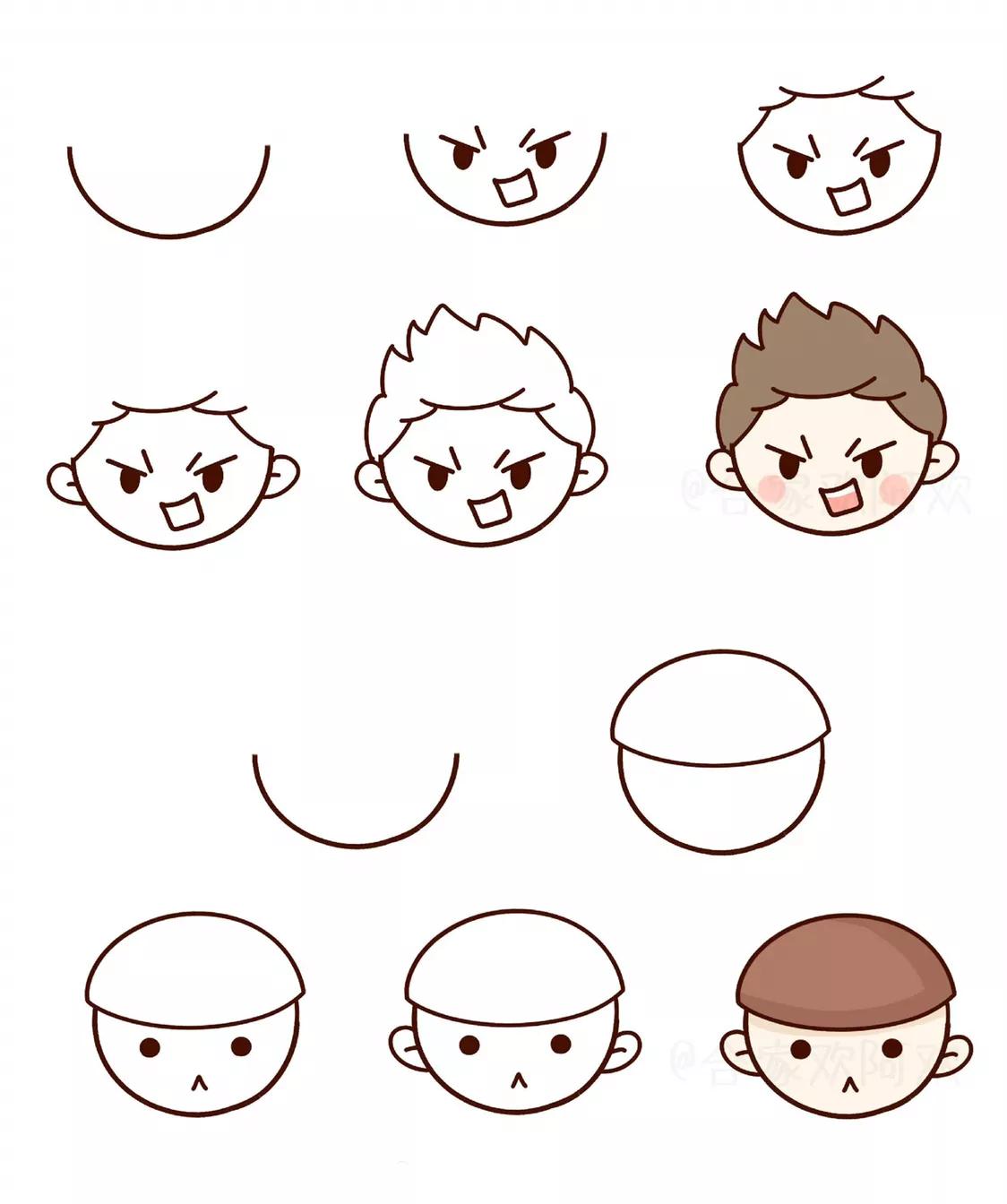 10000种可爱图案简笔画小人,在思考的小人怎么画儿童简笔画