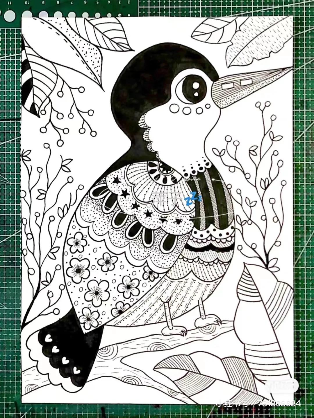 花卉简单线描创意画,花草线描画装饰