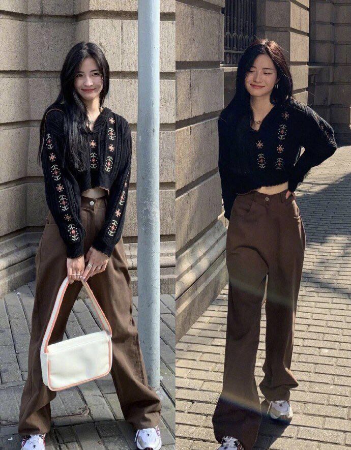 休闲阔腿裤上衣套装显瘦显腿长,时尚条纹长裤显高显瘦又时髦