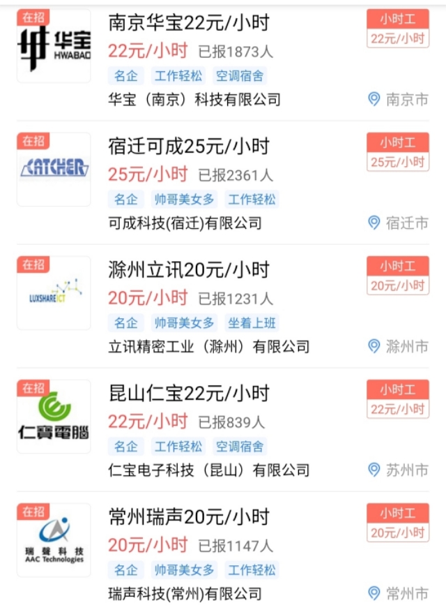 各地小时工最新价格,各地小时工工资