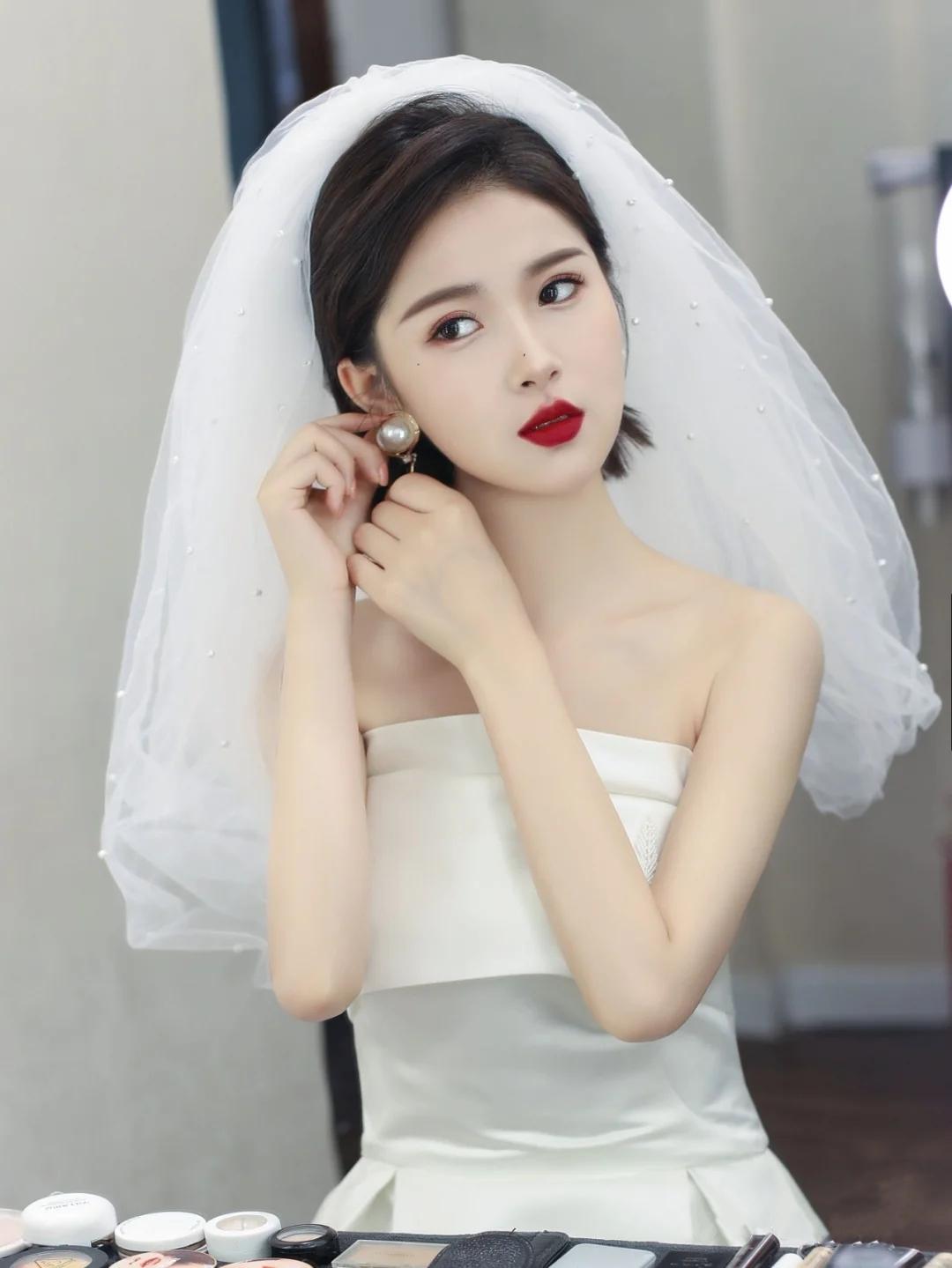 短发控发型图片,韩式简约新娘短发造型