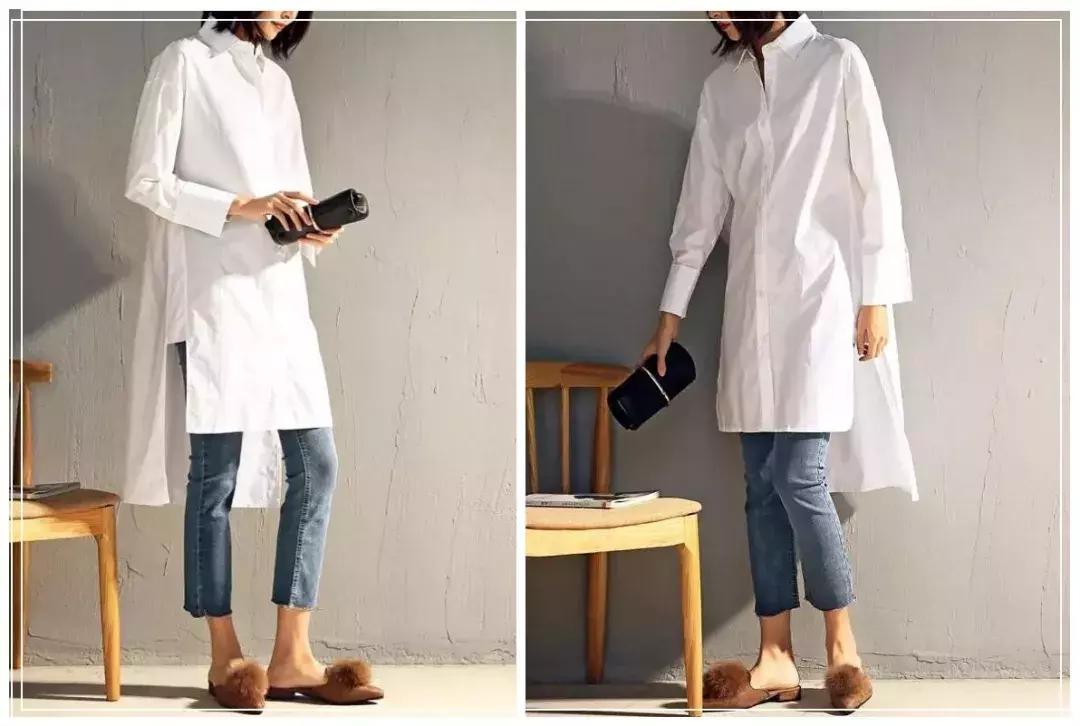 气质过膝衬衫怎么搭配衣服,过膝长款衬衫怎么搭