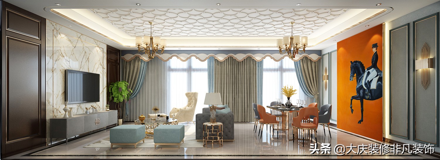 大庆绿城御园别墅装修,御园简约现代装修风格