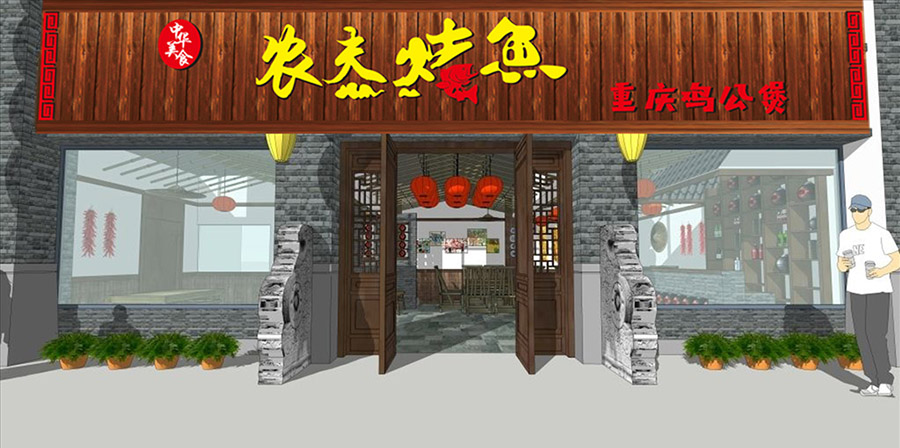 酒店门头门脸设计效果图,门面门头设计效果图大全