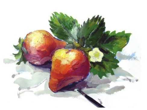 草莓怎么画最难的画法,教你画草莓国画