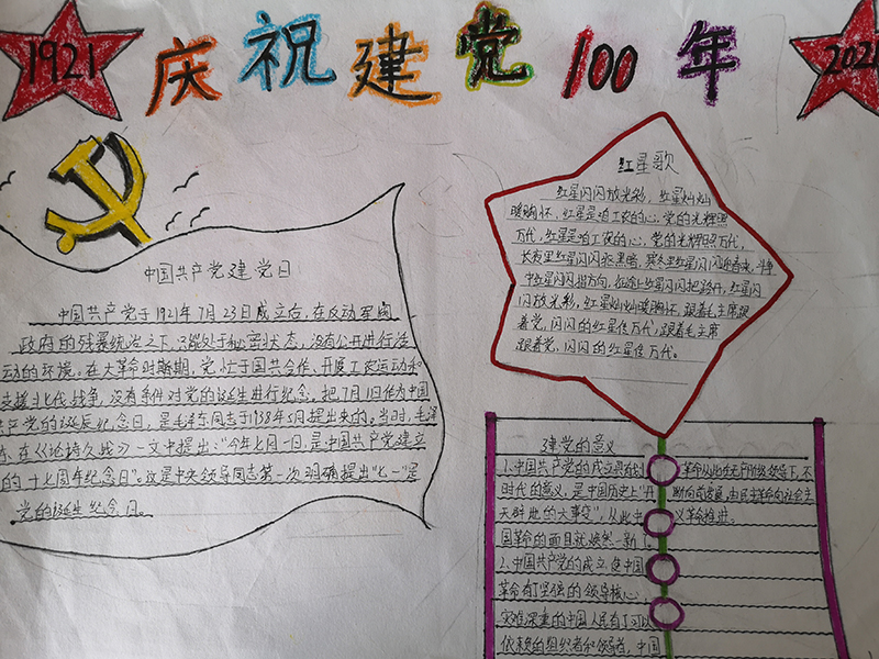 回顾百年历程喜迎建党百年手抄报,以优异成绩迎接建党100周年手抄报