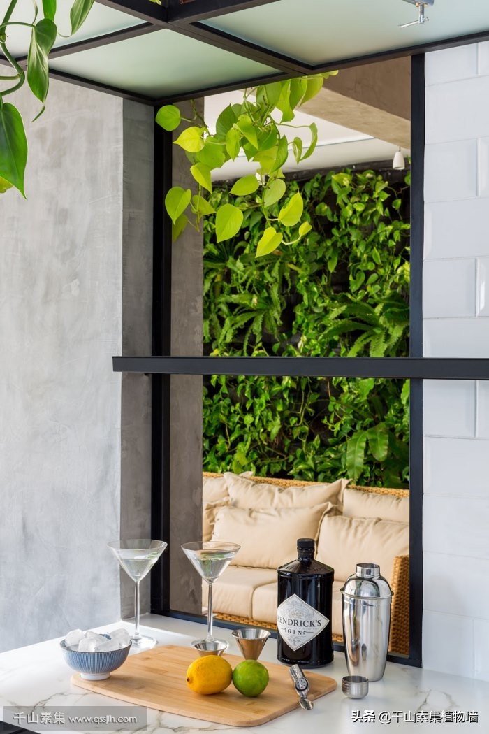 自然风格植物墙效果图,植物墙结合空间设计图